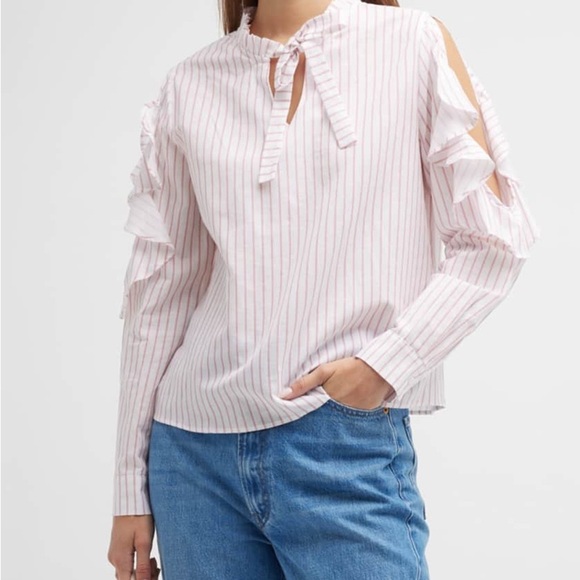 NWT Harshman Indre Striped Cutout Blouse- 2x - Picture 2 of 6